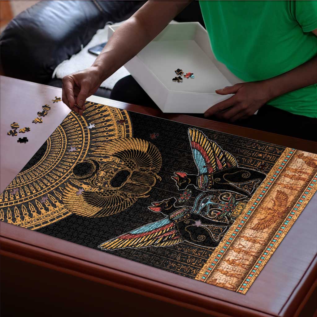 Ancient Egypt Scarab Beetle Puzzle Hieroglyphs Alphabet Pattern