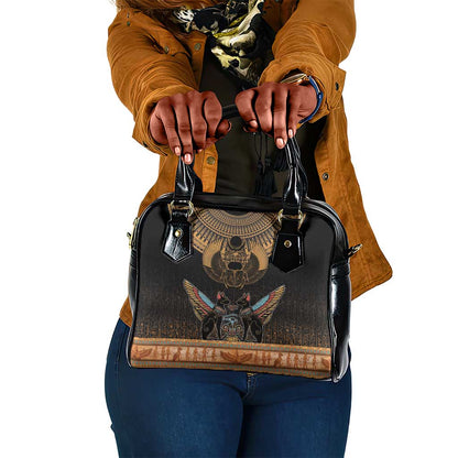 Ancient Egypt Scarab Beetle Shoulder Handbag Hieroglyphs Alphabet Pattern