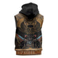 Ancient Egypt Scarab Beetle Sleeveless Hoodie Hieroglyphs Alphabet Pattern - African Pride