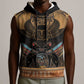 Ancient Egypt Scarab Beetle Sleeveless Hoodie Hieroglyphs Alphabet Pattern - African Pride