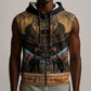 Ancient Egypt Scarab Beetle Sleeveless Zip Hoodie Hieroglyphs Alphabet Pattern - African Pride