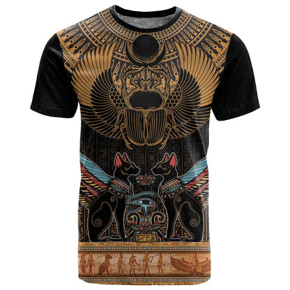 Ancient Egypt Scarab Beetle T shirt Hieroglyphs Alphabet Pattern