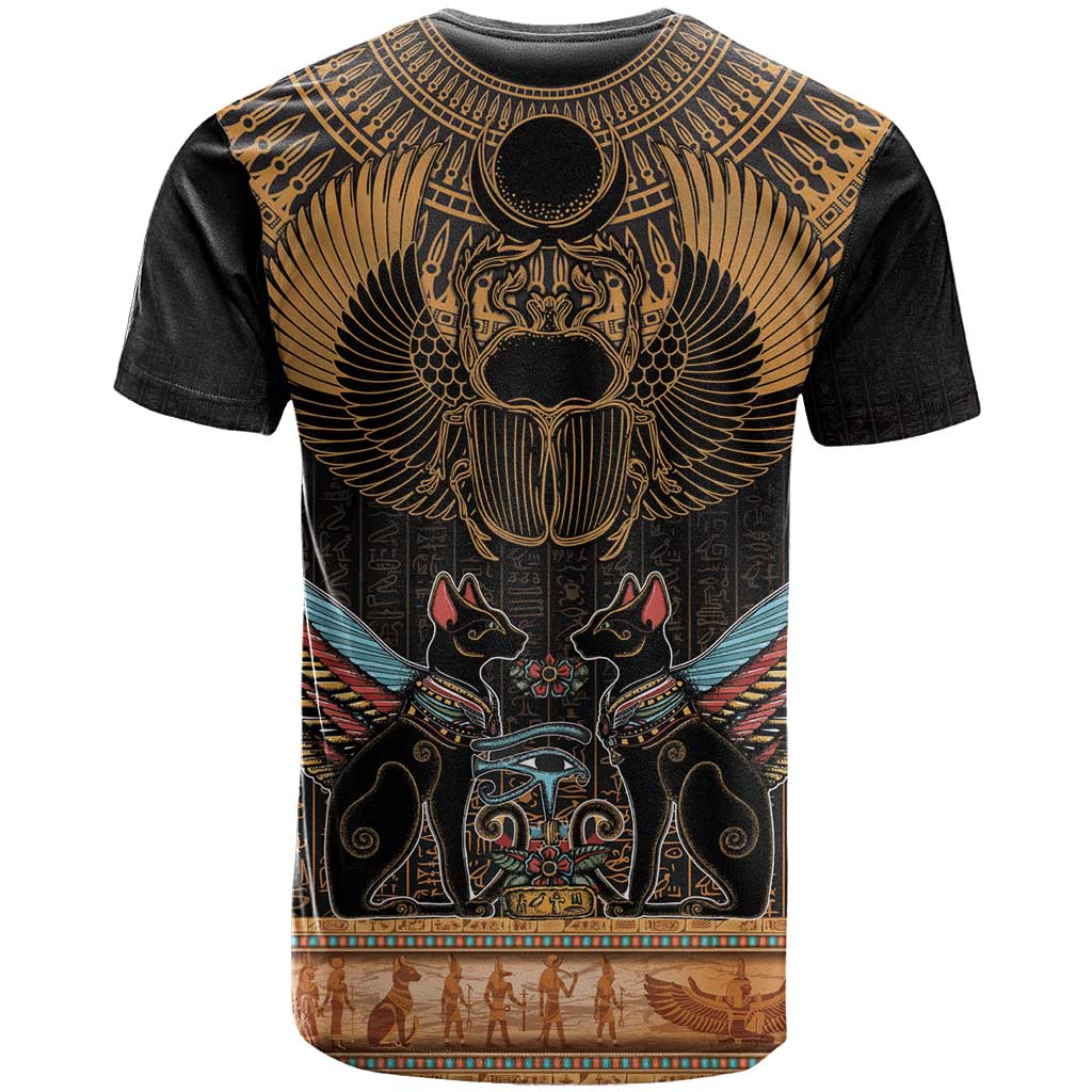 Ancient Egypt Scarab Beetle T shirt Hieroglyphs Alphabet Pattern