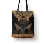 Ancient Egypt Scarab Beetle Tote Bag Hieroglyphs Alphabet Pattern