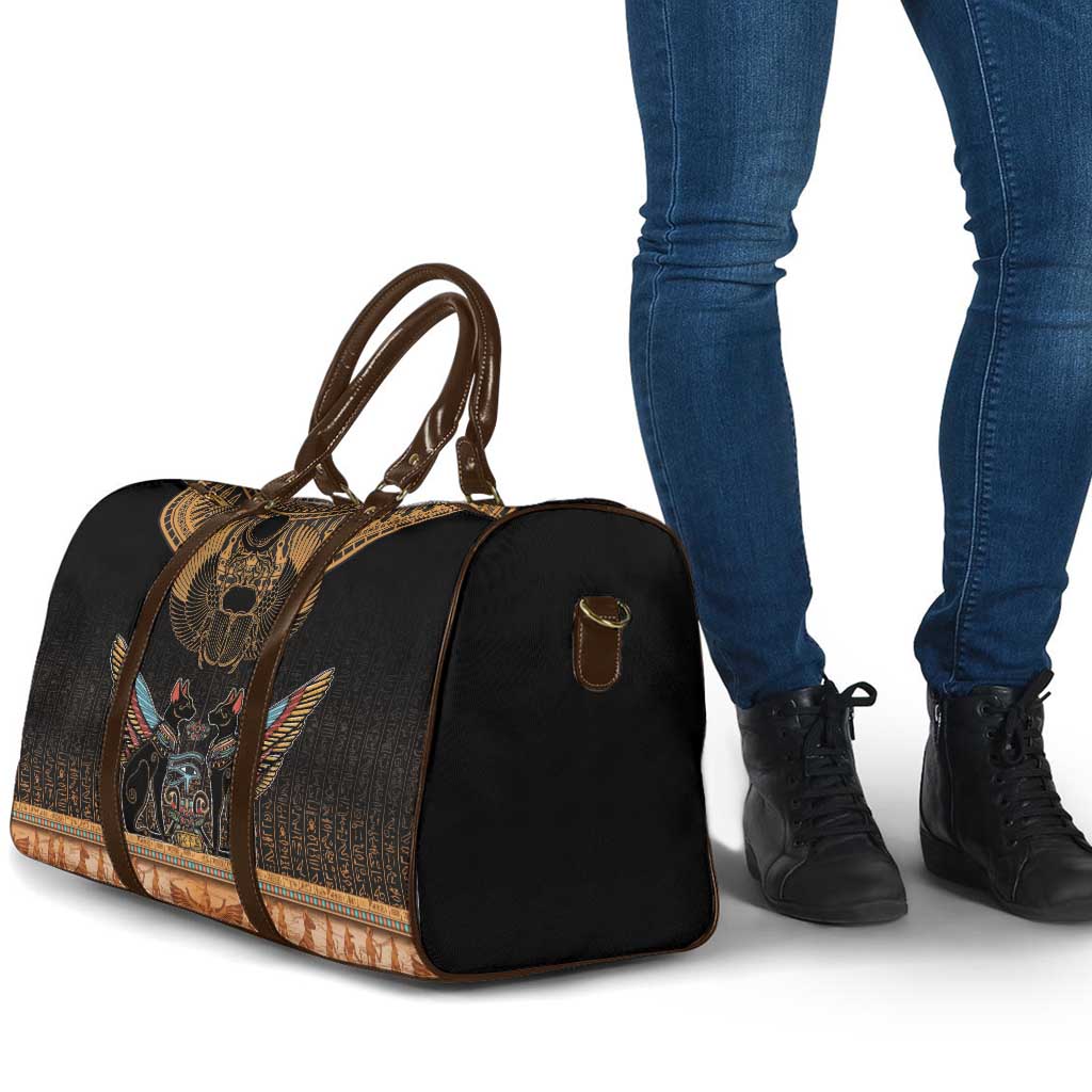 Ancient Egypt Scarab Beetle Travel Bag Hieroglyphs Alphabet Pattern