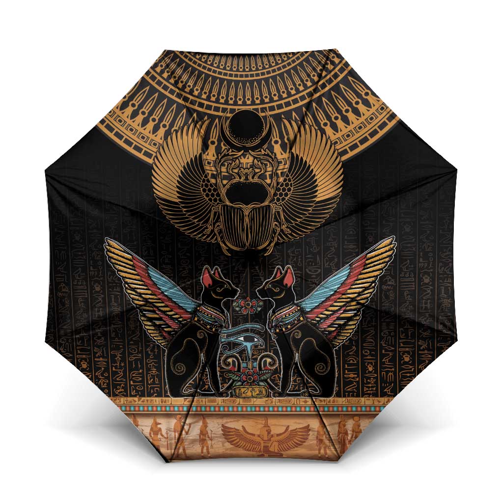 Ancient Egypt Scarab Beetle Umbrella Hieroglyphs Alphabet Pattern