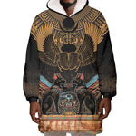Ancient Egypt Scarab Beetle Wearable Blanket Hoodie Hieroglyphs Alphabet Pattern