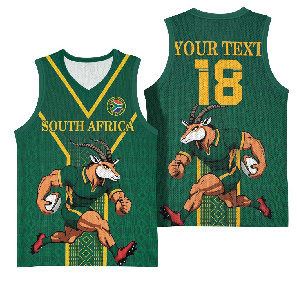Custom South Africa Rugby Basketball Jersey Go Springboks - African Pride