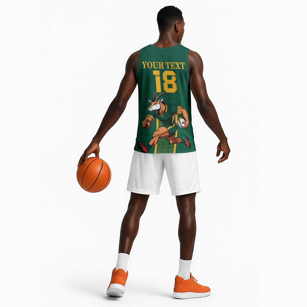 Custom South Africa Rugby Basketball Jersey Go Springboks - African Pride
