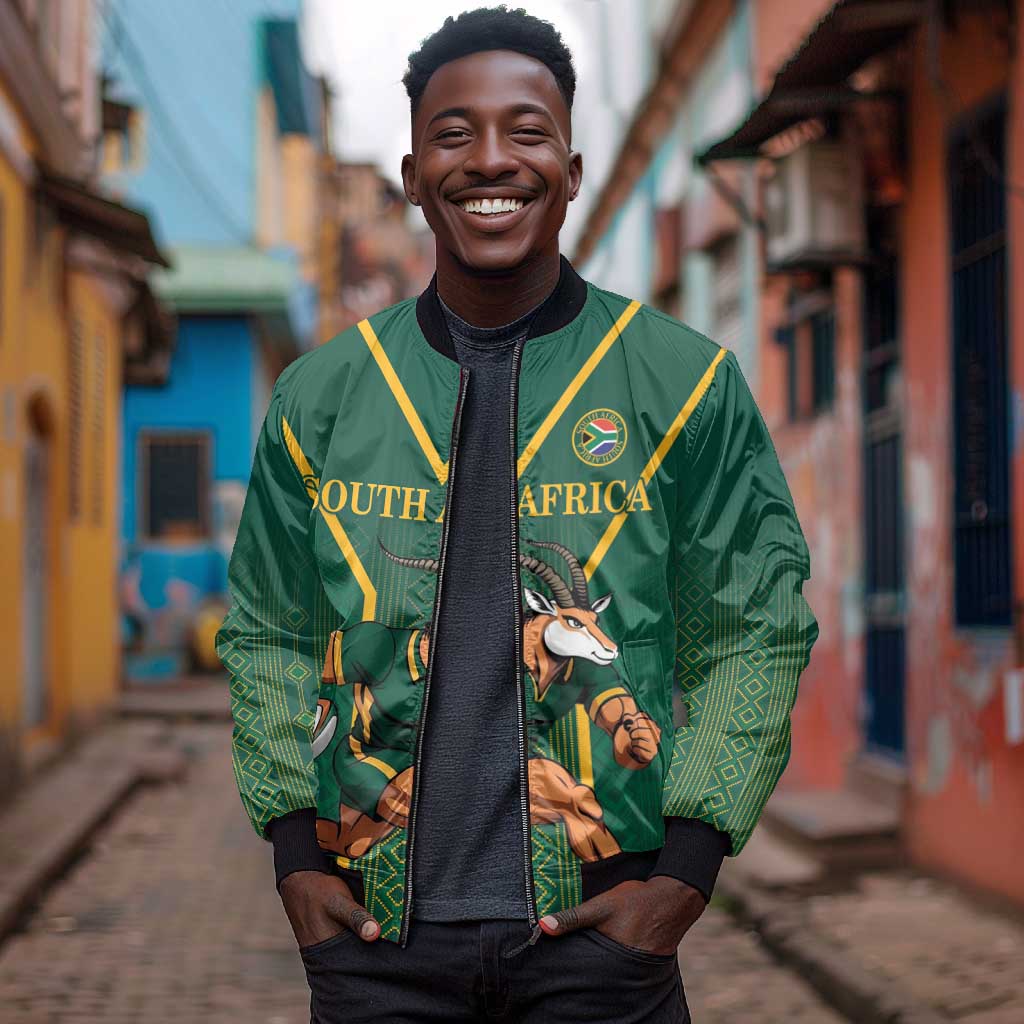 Custom South Africa Rugby Bomber Jacket Go Springboks - African Pride