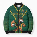 Custom South Africa Rugby Bomber Puffer Jacket Go Springboks - African Pride