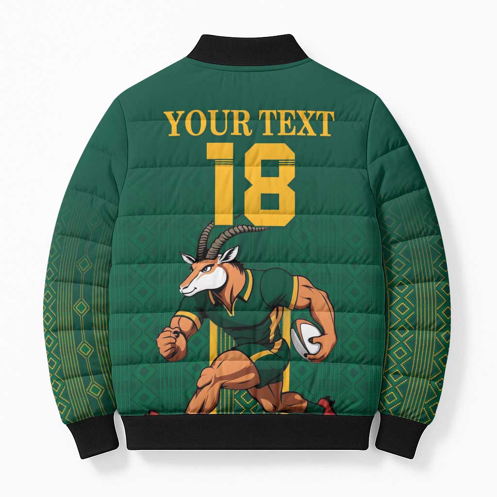 Custom South Africa Rugby Bomber Puffer Jacket Go Springboks - African Pride