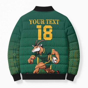Custom South Africa Rugby Bomber Puffer Jacket Go Springboks - African Pride
