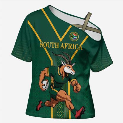 Custom South Africa Rugby Cross Shoulder Shirt Go Springboks - African Pride