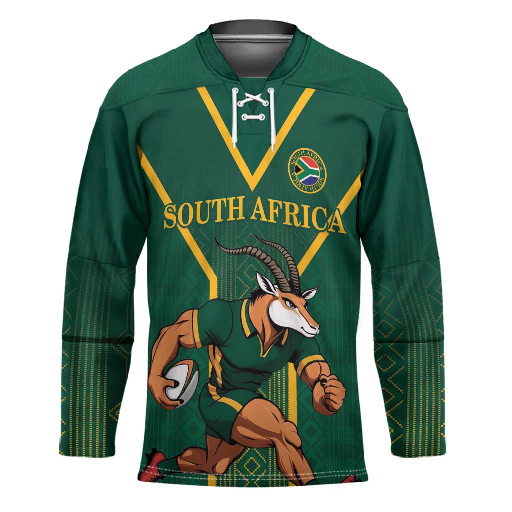 Custom South Africa Rugby Hockey Jersey Go Springboks - African Pride