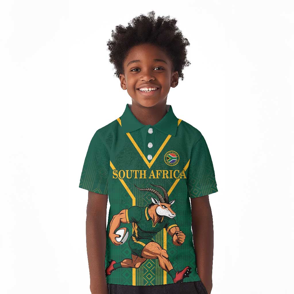 Custom South Africa Rugby Kid Polo Shirt Go Springboks LT18