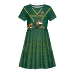 Custom South Africa Rugby Kid Short Sleeve Dress Go Springboks LT18