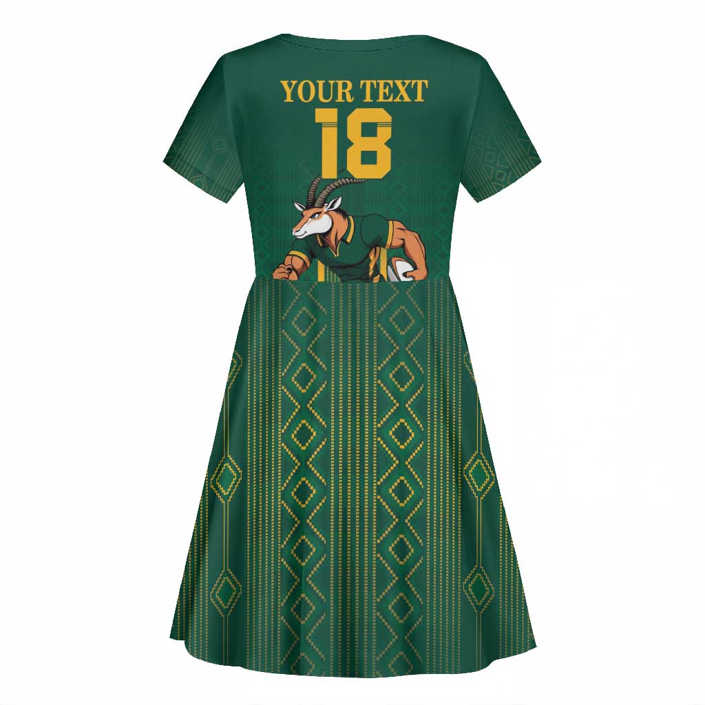 Custom South Africa Rugby Kid Short Sleeve Dress Go Springboks LT18