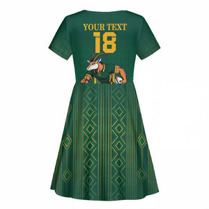 Custom South Africa Rugby Kid Short Sleeve Dress Go Springboks LT18
