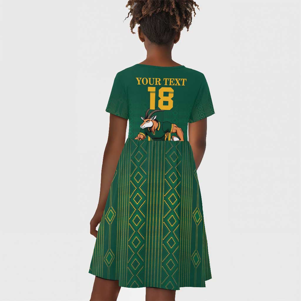 Custom South Africa Rugby Kid Short Sleeve Dress Go Springboks LT18