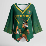Custom South Africa Rugby Kimono Sleeve Blouse Go Springboks - African Pride