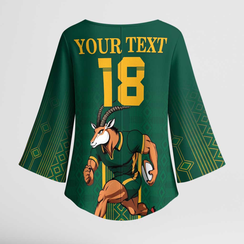 Custom South Africa Rugby Kimono Sleeve Blouse Go Springboks - African Pride