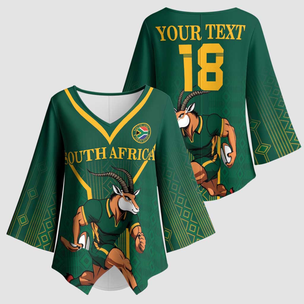 Custom South Africa Rugby Kimono Sleeve Blouse Go Springboks - African Pride