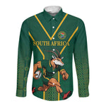 Custom South Africa Rugby Long Sleeve Button Shirt Go Springboks - African Pride