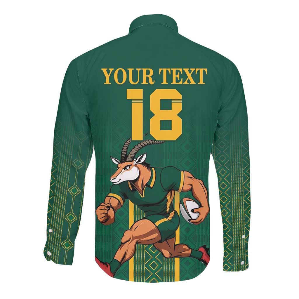 Custom South Africa Rugby Long Sleeve Button Shirt Go Springboks - African Pride