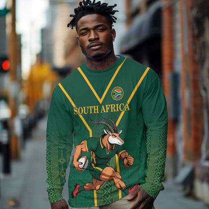Custom South Africa Rugby Long Sleeve Shirt Go Springboks - African Pride