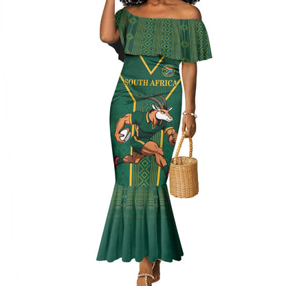 Custom South Africa Rugby Mermaid Dress Go Springboks LT18
