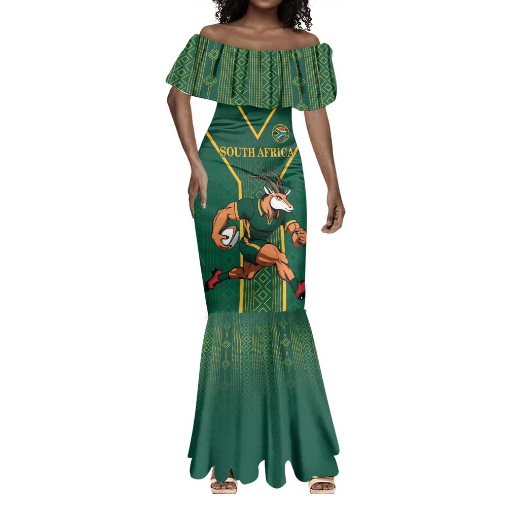 Custom South Africa Rugby Mermaid Dress Go Springboks LT18