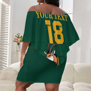 Custom South Africa Rugby Off Shoulder Short Dress Go Springboks - African Pride