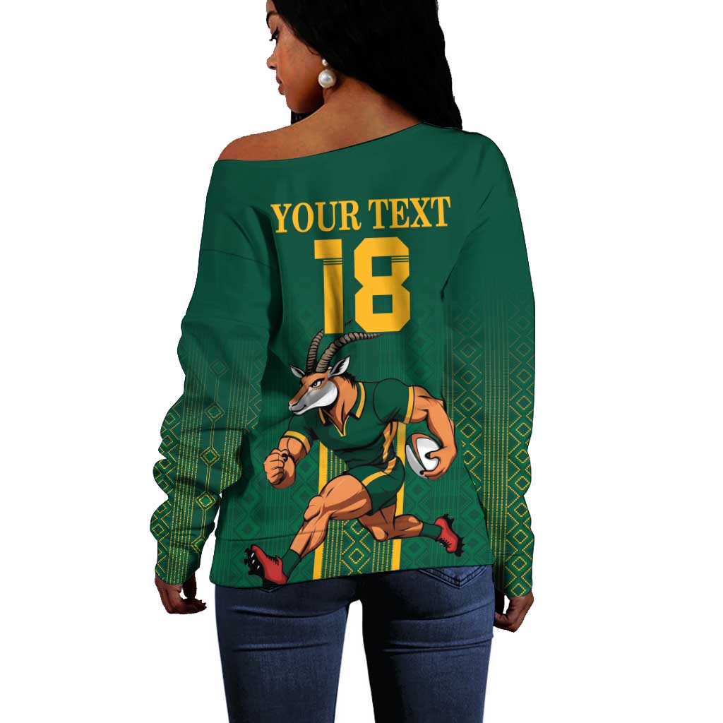 Custom South Africa Rugby Off Shoulder Sweater Go Springboks - African Pride