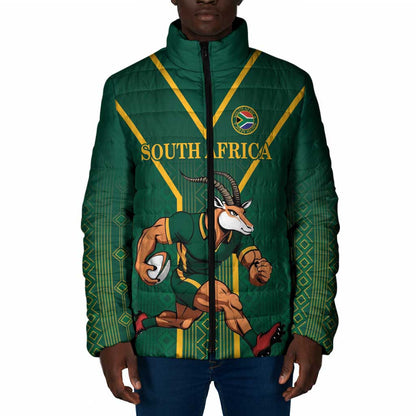 Custom South Africa Rugby Padded Jacket Go Springboks - African Pride