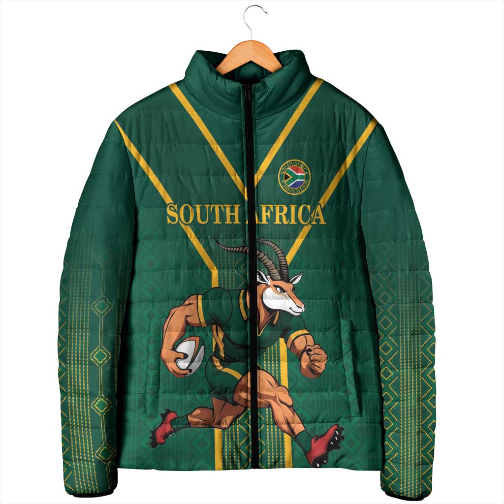 Custom South Africa Rugby Padded Jacket Go Springboks - African Pride