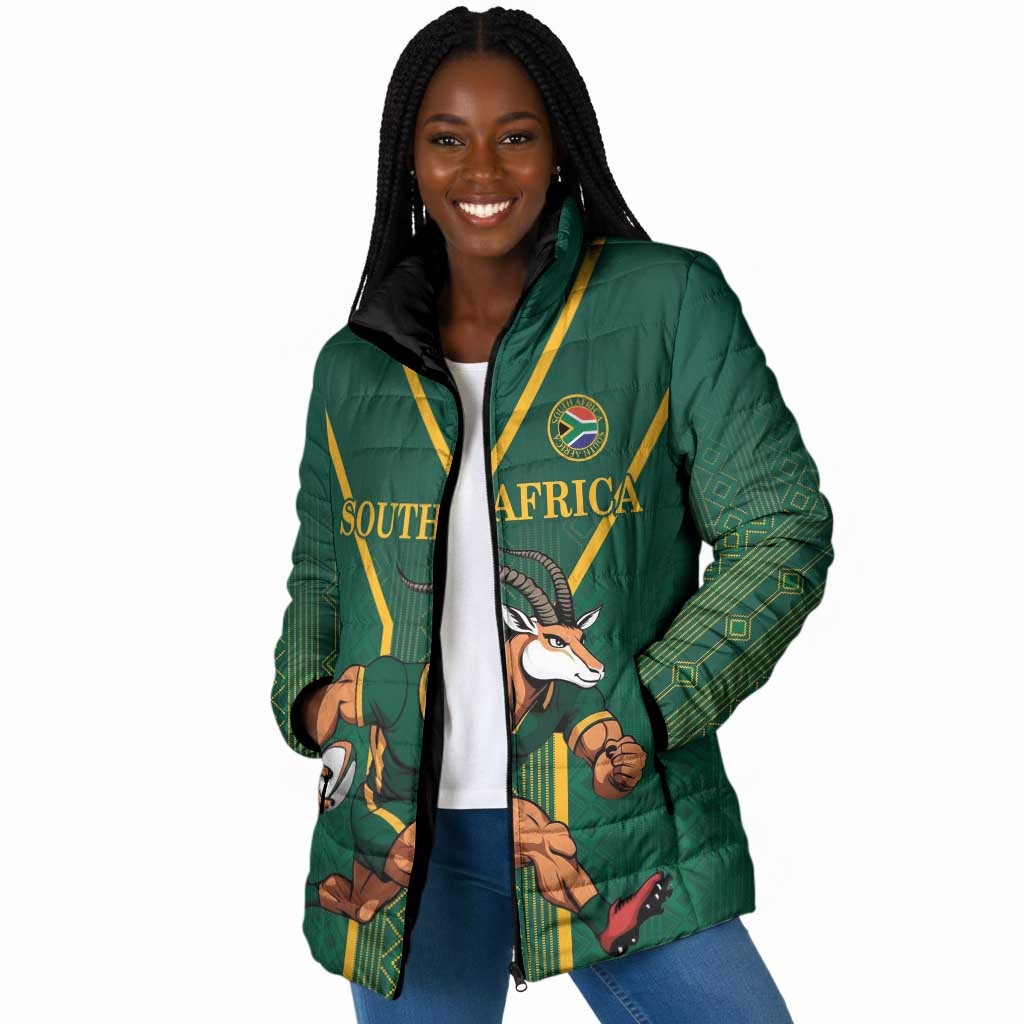Custom South Africa Rugby Padded Jacket Go Springboks - African Pride