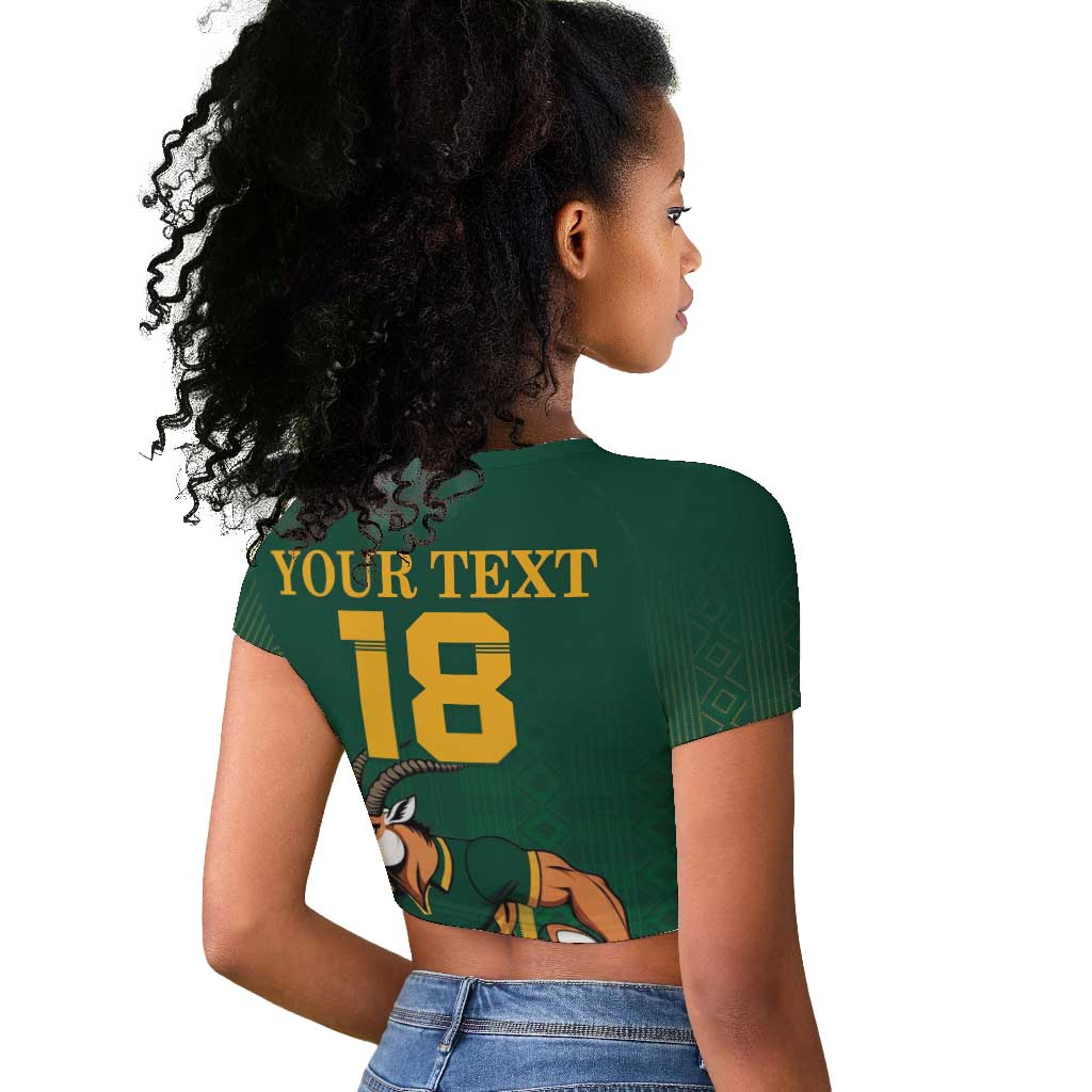 Custom South Africa Rugby Raglan Cropped T shirt Go Springboks LT18