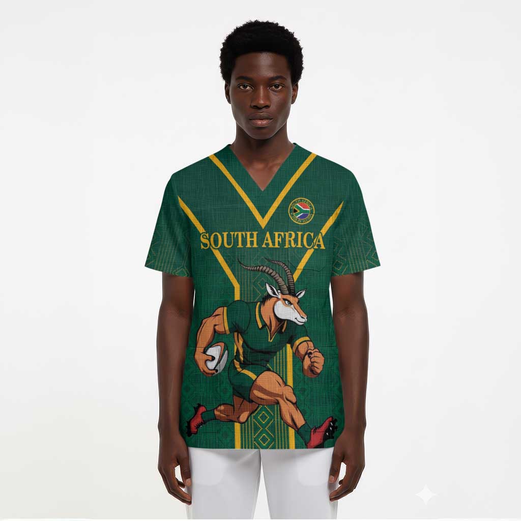 Custom South Africa Rugby Scrub Top Go Springboks - African Pride