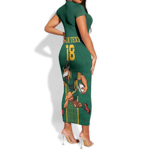Custom South Africa Rugby Short Sleeve Bodycon Dress Go Springboks LT18