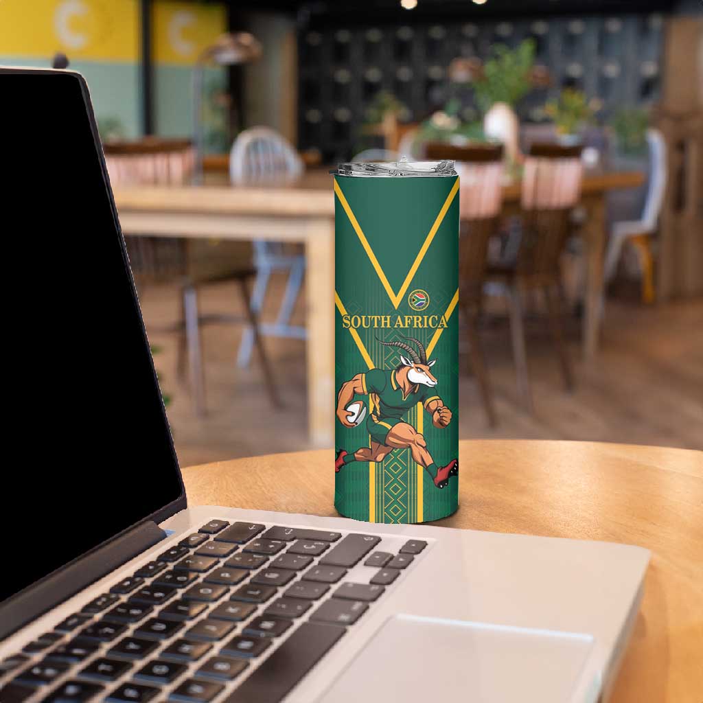Custom South Africa Rugby Skinny Tumbler Go Springboks - African Pride