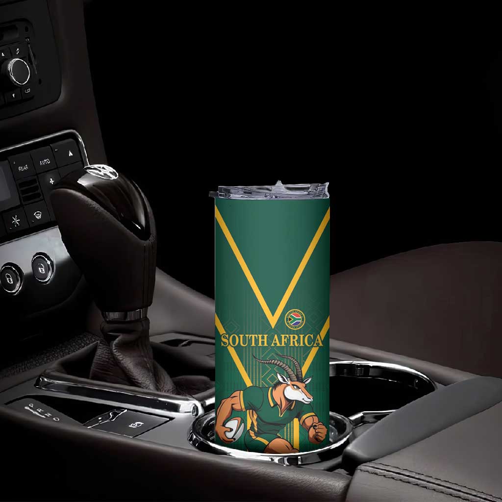 Custom South Africa Rugby Skinny Tumbler Go Springboks - African Pride