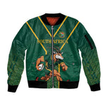 Custom South Africa Rugby Sleeve Zip Bomber Jacket Go Springboks - African Pride