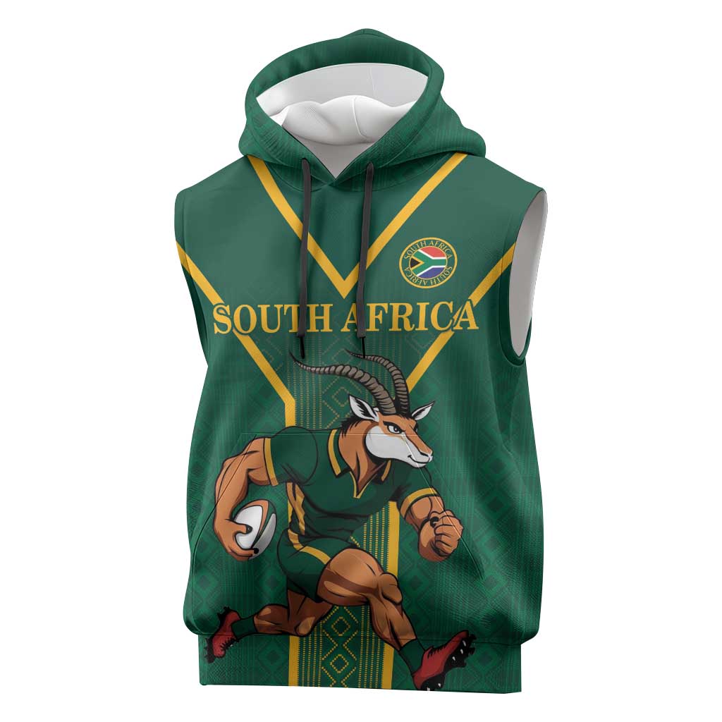 Custom South Africa Rugby Sleeveless Hoodie Go Springboks - African Pride