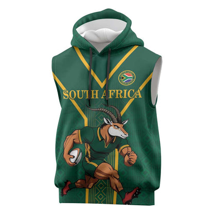Custom South Africa Rugby Sleeveless Hoodie Go Springboks - African Pride