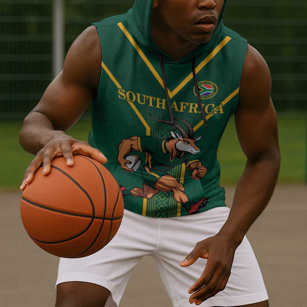 Custom South Africa Rugby Sleeveless Hoodie Go Springboks - African Pride