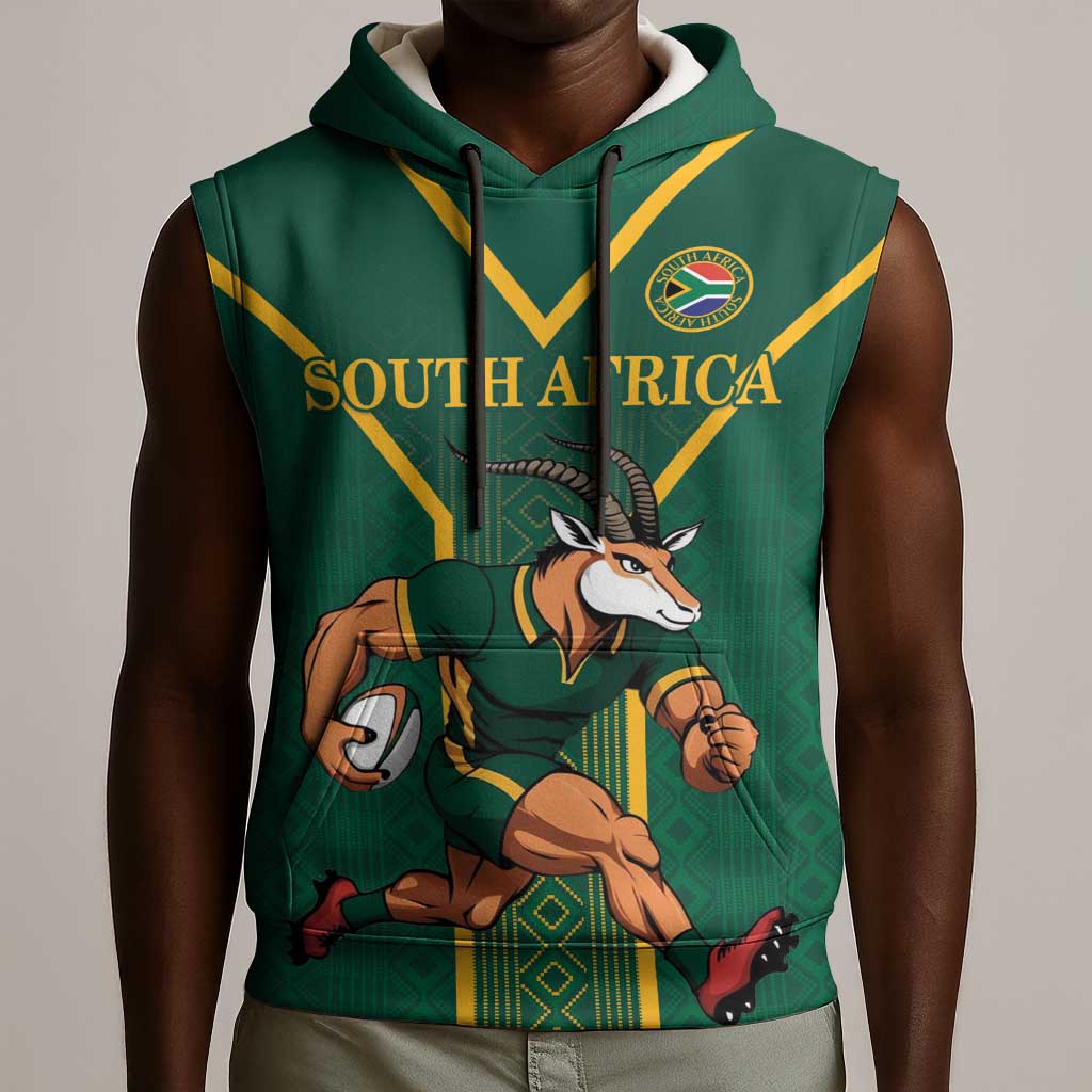 Custom South Africa Rugby Sleeveless Hoodie Go Springboks - African Pride