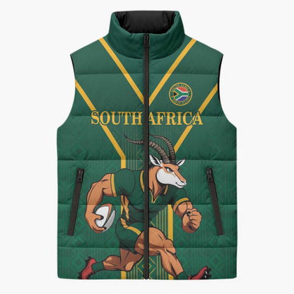 Custom South Africa Rugby Sleeveless Puffer Jacket Go Springboks - African Pride