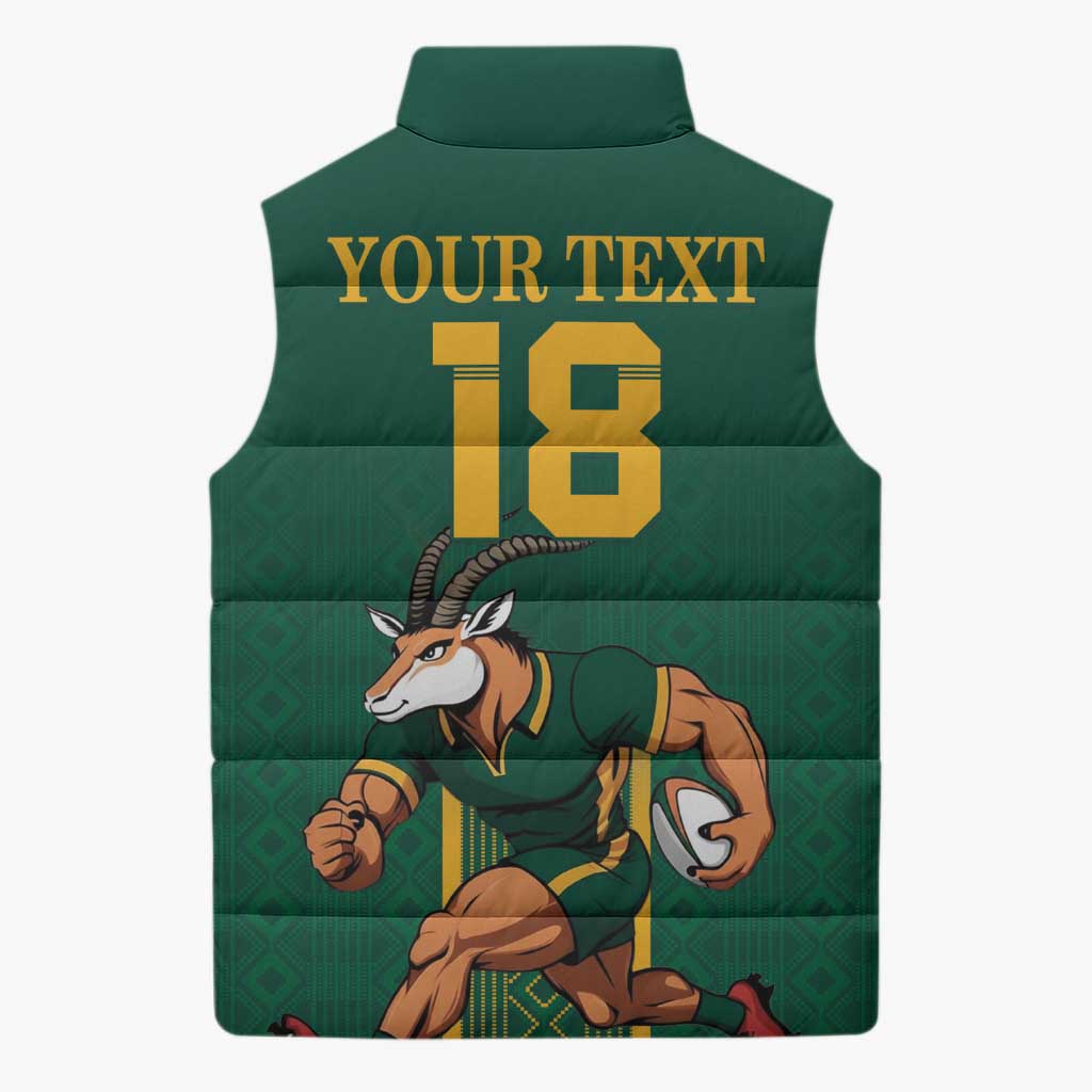 Custom South Africa Rugby Sleeveless Puffer Jacket Go Springboks - African Pride