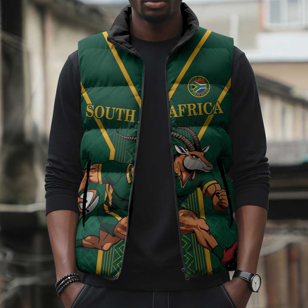 Custom South Africa Rugby Sleeveless Puffer Jacket Go Springboks - African Pride